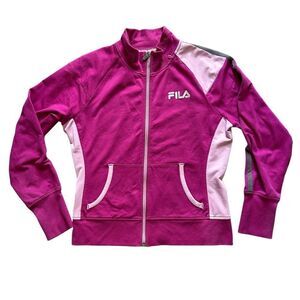 FILA Sport Zip Up Track Jacket Pink Size Large
